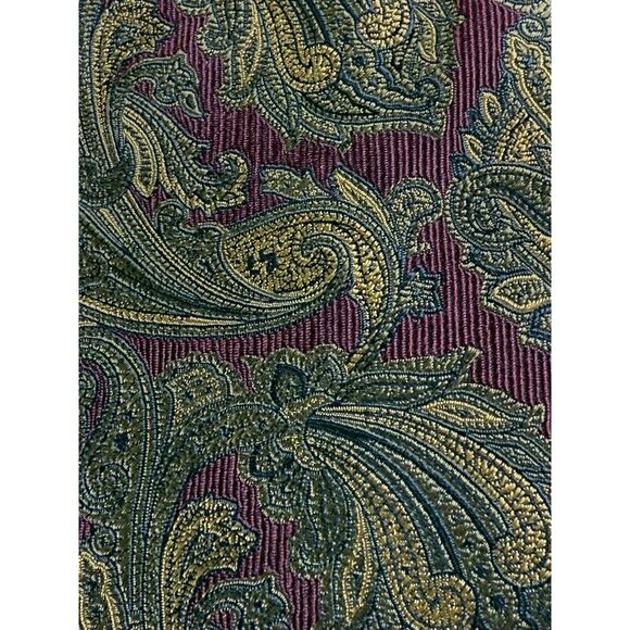 JZ RICHARDS Necktie Mens 100% Silk Tie Designer  58" Burgundy, Gold Tie Classic - Picture 11 of 12